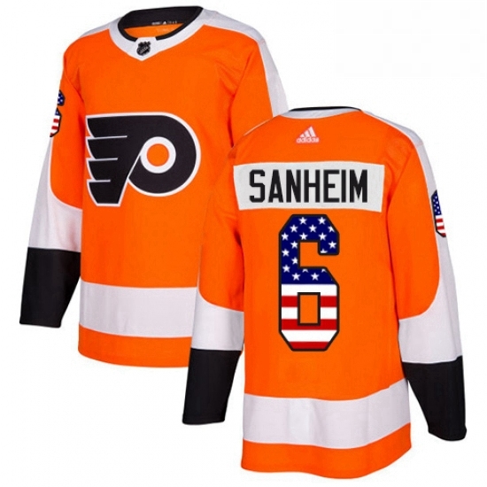 Mens Adidas Philadelphia Flyers 6 Travis Sanheim Authentic Orange USA Flag Fashion NHL Jersey Mens Adidas Philadelphia Flyers 6 Travis Sanheim Authentic Orange USA Flag Fashion NHL Jersey
