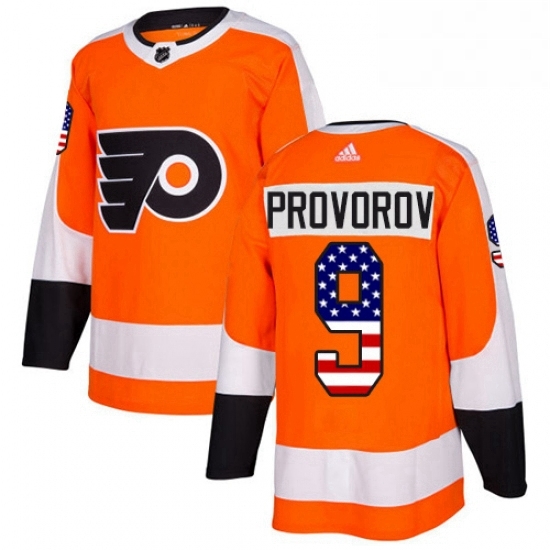 Mens Adidas Philadelphia Flyers 9 Ivan Provorov Authentic Orange USA Flag Fashion NHL Jersey Mens Adidas Philadelphia Flyers 9 Ivan Provorov Authentic Orange USA Flag Fashion NHL Jersey