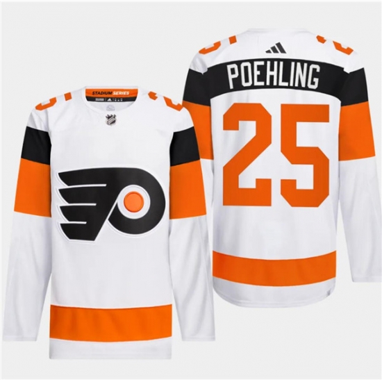 Men's Philadelphia Flyers #25 Ryan Poehling White 2024 Stadium Series Stitched Jersey Men's Philadelphia Flyers #25 Ryan Poehling White 2024 Stadium Series Stitched Jersey