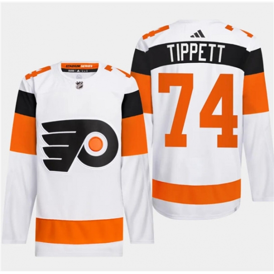 Men's Philadelphia Flyers #74 Owen Tippett White 2024 Stadium Series Stitched Jersey Men's Philadelphia Flyers #74 Owen Tippett White 2024 Stadium Series Stitched Jersey