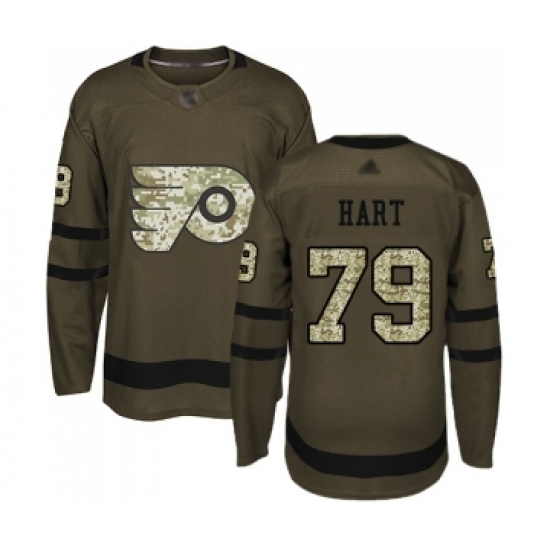 Men's Philadelphia Flyers #79 Carter Hart Authentic Green Salute to Service Hockey Jersey Men's Philadelphia Flyers #79 Carter Hart Authentic Green Salute to Service Hockey Jersey