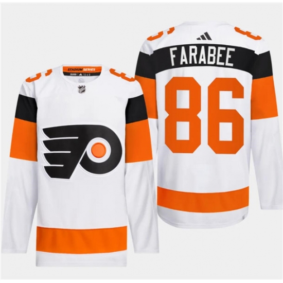 Men's Philadelphia Flyers #86 Joel Farabee White 2024 Stadium Series Stitched Jersey Men's Philadelphia Flyers #86 Joel Farabee White 2024 Stadium Series Stitched Jersey