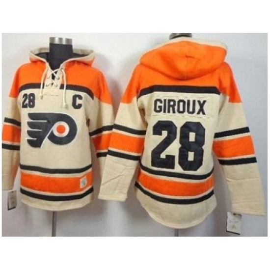 Philadelphia Flyers #28 Claude Giroux Cream Stitched NHL Sawyer Hooded Sweatshirt Philadelphia Flyers #28 Claude Giroux Cream Stitched NHL Sawyer Hooded Sweatshirt