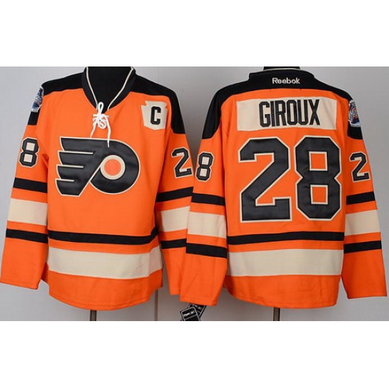 Philadelphia Flyers 28 Claude Giroux Orange Winter Classic NHL Jerseys C Patch
