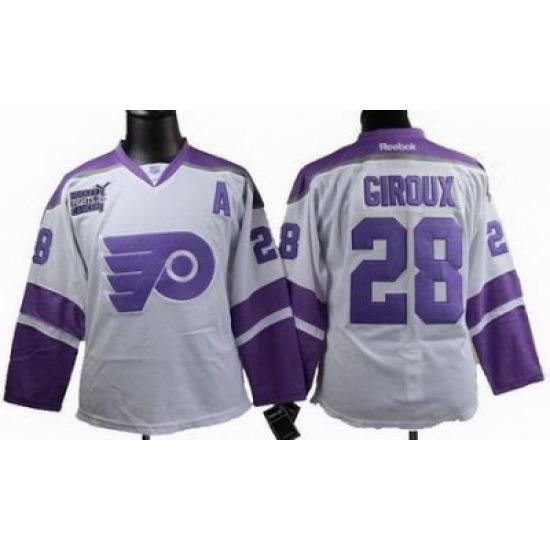 Women Philadelphia Flyers #28 CLAUDE GIROUX Fights Cancer white Jersey Women Philadelphia Flyers #28 CLAUDE GIROUX Fights Cancer white Jersey