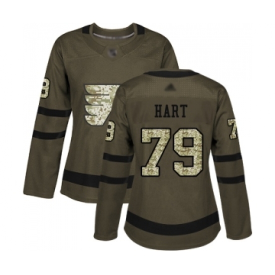 Women Philadelphia Flyers #79 Carter Hart Authentic Green Salute to Service Hockey Jersey Women Philadelphia Flyers #79 Carter Hart Authentic Green Salute to Service Hockey Jersey