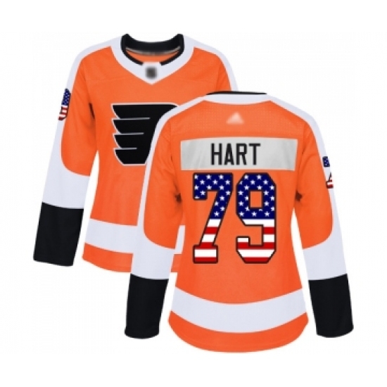 Women Philadelphia Flyers #79 Carter Hart Authentic Orange USA Flag Fashion Hockey Jersey Women Philadelphia Flyers #79 Carter Hart Authentic Orange USA Flag Fashion Hockey Jersey