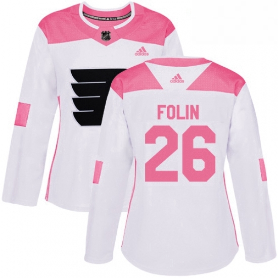 Womens Adidas Philadelphia Flyers 26 Christian Folin Authentic White Pink Fashion NHL Jersey Womens Adidas Philadelphia Flyers 26 Christian Folin Authentic White Pink Fashion NHL Jersey