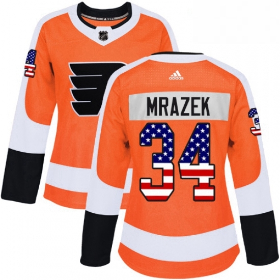 Womens Adidas Philadelphia Flyers 34 Petr Mrazek Authentic Orange USA Flag Fashion NHL Jersey Womens Adidas Philadelphia Flyers 34 Petr Mrazek Authentic Orange USA Flag Fashion NHL Jersey