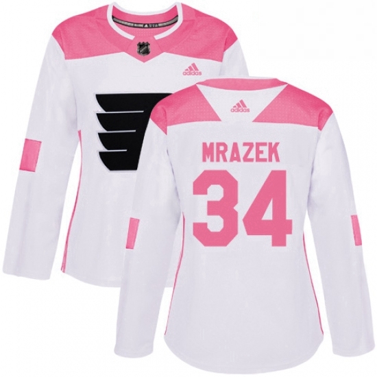 Womens Adidas Philadelphia Flyers 34 Petr Mrazek Authentic White Pink Fashion NHL Jersey Womens Adidas Philadelphia Flyers 34 Petr Mrazek Authentic White Pink Fashion NHL Jersey