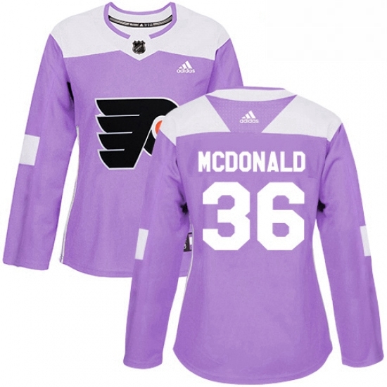 Womens Adidas Philadelphia Flyers 36 Colin McDonald Authentic Purple Fights Cancer Practice NHL Jersey Womens Adidas Philadelphia Flyers 36 Colin McDonald Authentic Purple Fights Cancer Practice NHL Jersey
