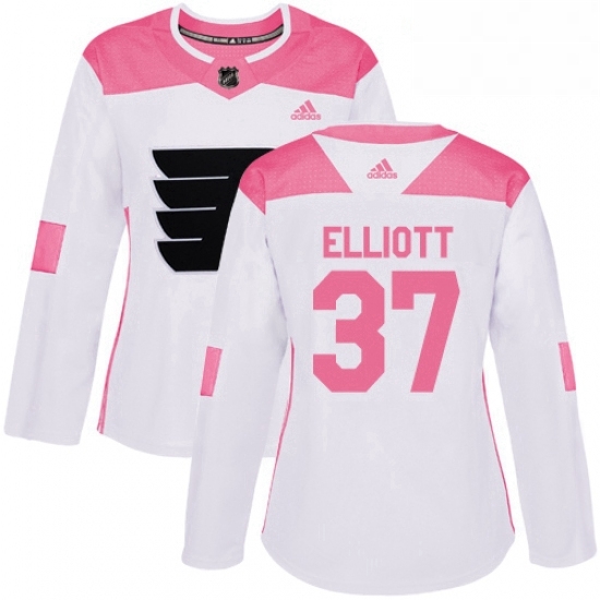 Womens Adidas Philadelphia Flyers 37 Brian Elliott Authentic WhitePink Fashion NHL Jersey Womens Adidas Philadelphia Flyers 37 Brian Elliott Authentic WhitePink Fashion NHL Jersey