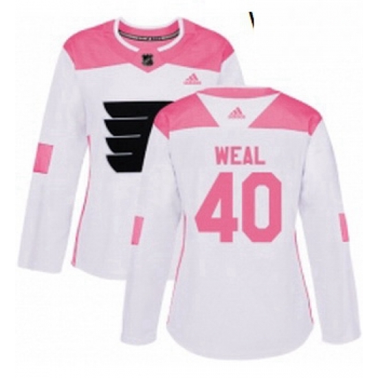 Womens Adidas Philadelphia Flyers 40 Jordan Weal Authentic WhitePink Fashion NHL Jersey Womens Adidas Philadelphia Flyers 40 Jordan Weal Authentic WhitePink Fashion NHL Jersey