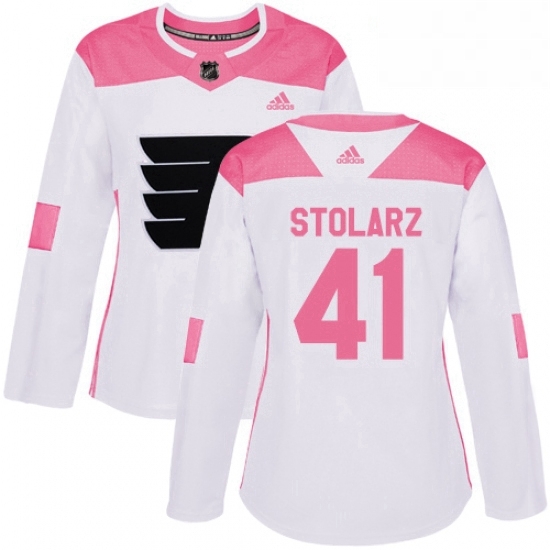 Womens Adidas Philadelphia Flyers 41 Anthony Stolarz Authentic WhitePink Fashion NHL Jersey Womens Adidas Philadelphia Flyers 41 Anthony Stolarz Authentic WhitePink Fashion NHL Jersey