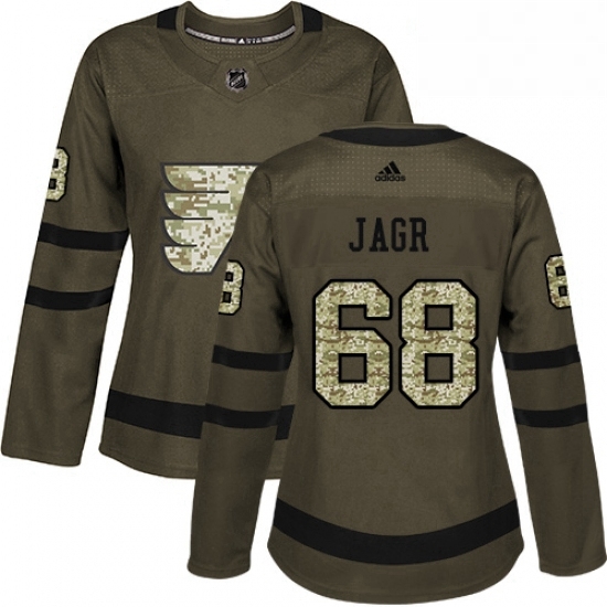 Womens Adidas Philadelphia Flyers 68 Jaromir Jagr Authentic Green Salute to Service NHL Jersey Womens Adidas Philadelphia Flyers 68 Jaromir Jagr Authentic Green Salute to Service NHL Jersey