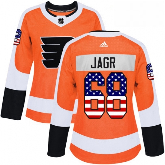 Womens Adidas Philadelphia Flyers 68 Jaromir Jagr Authentic Orange USA Flag Fashion NHL Jersey Womens Adidas Philadelphia Flyers 68 Jaromir Jagr Authentic Orange USA Flag Fashion NHL Jersey