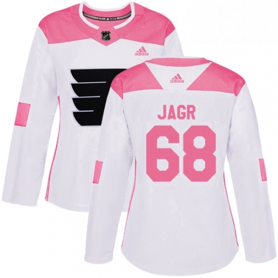 Womens Adidas Philadelphia Flyers 68 Jaromir Jagr Authentic WhitePink Fashion NHL Jersey Womens Adidas Philadelphia Flyers 68 Jaromir Jagr Authentic WhitePink Fashion NHL Jersey