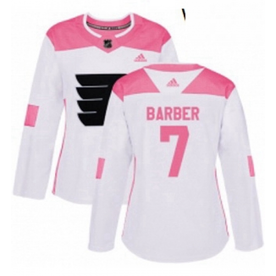 Womens Adidas Philadelphia Flyers 7 Bill Barber Authentic WhitePink Fashion NHL Jersey Womens Adidas Philadelphia Flyers 7 Bill Barber Authentic WhitePink Fashion NHL Jersey