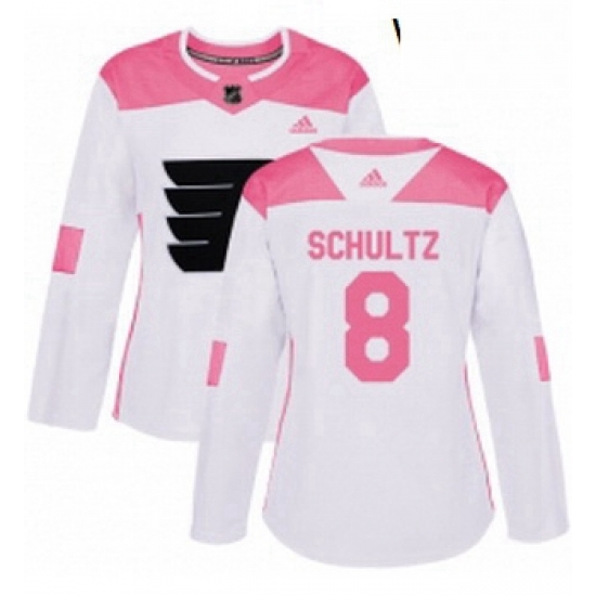 Womens Adidas Philadelphia Flyers 8 Dave Schultz Authentic WhitePink Fashion NHL Jersey Womens Adidas Philadelphia Flyers 8 Dave Schultz Authentic WhitePink Fashion NHL Jersey