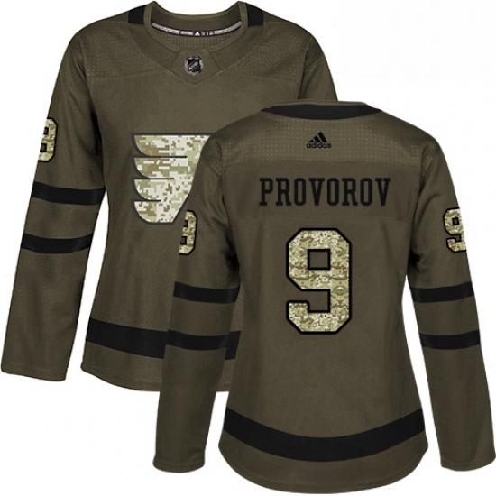 Womens Adidas Philadelphia Flyers 9 Ivan Provorov Authentic Green Salute to Service NHL Jersey Womens Adidas Philadelphia Flyers 9 Ivan Provorov Authentic Green Salute to Service NHL Jersey
