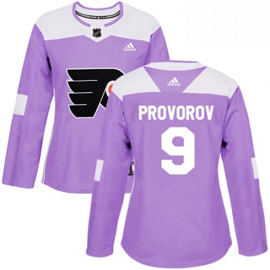 Womens Adidas Philadelphia Flyers 9 Ivan Provorov Authentic Purple Fights Cancer Practice NHL Jersey Womens Adidas Philadelphia Flyers 9 Ivan Provorov Authentic Purple Fights Cancer Practice NHL Jersey