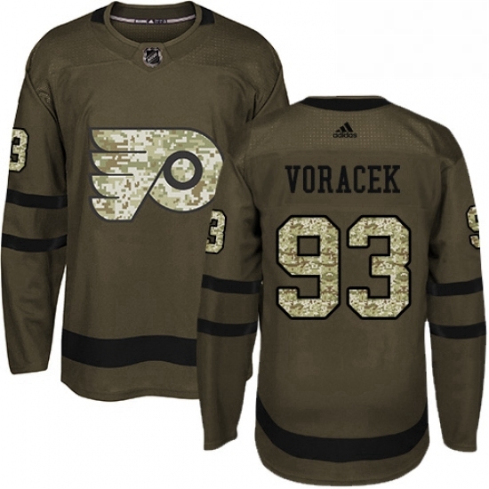 Youth Adidas Philadelphia Flyers 93 Jakub Voracek Authentic Green Salute to Service NHL Jersey 