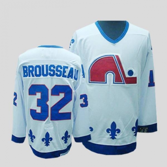 Nordiques #32 Paul Brousseau Stitched CCM Throwback white NHL Jersey Nordiques #32 Paul Brousseau Stitched CCM Throwback white NHL Jersey