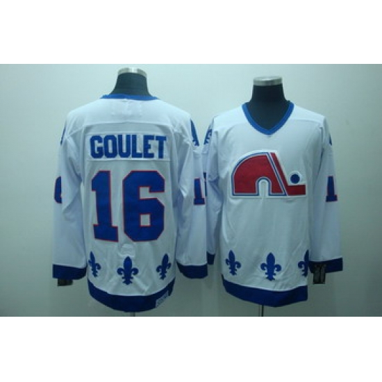 Quebec Nordiques 16 Goulet White Jerseys CCM Quebec Nordiques 16 Goulet White Jerseys CCM