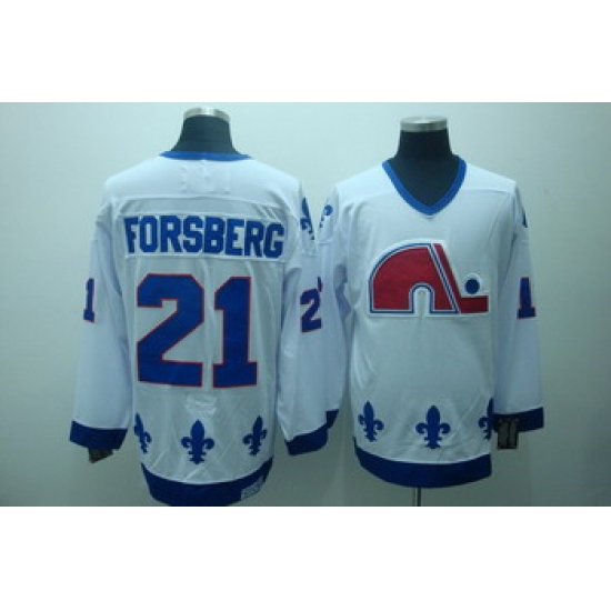 Quebec Nordiques 21 Forsberg White Jerseys CCM Quebec Nordiques 21 Forsberg White Jerseys CCM