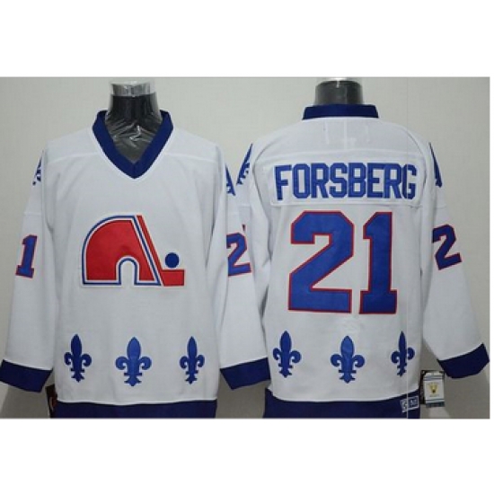 Quebec Nordiques #21 Peter Forsberg White CCM Throwback Stitched NHL Jersey Quebec Nordiques #21 Peter Forsberg White CCM Throwback Stitched NHL Jersey