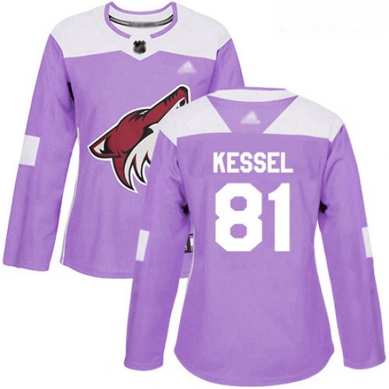 Coyotes #81 Phil Kessel Purple Authentic Fights Cancer Women Stitched Hockey Jersey Coyotes #81 Phil Kessel Purple Authentic Fights Cancer Women Stitched Hockey Jersey
