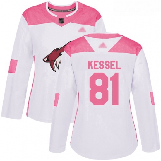 Coyotes #81 Phil Kessel White Pink Authentic Fashion Women Stitched Hockey Jersey Coyotes #81 Phil Kessel White Pink Authentic Fashion Women Stitched Hockey Jersey