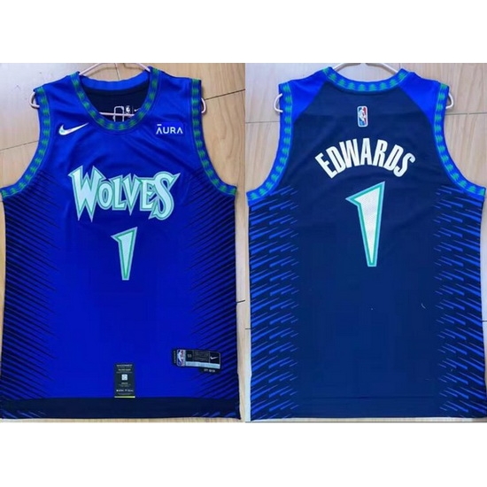 Men Minnesota Timberwolves 1 Anthony Edwards 75th Anniversary 2021 2022 City Edition NBA Jersey Men Minnesota Timberwolves 1 Anthony Edwards 75th Anniversary 2021 2022 City Edition NBA Jersey
