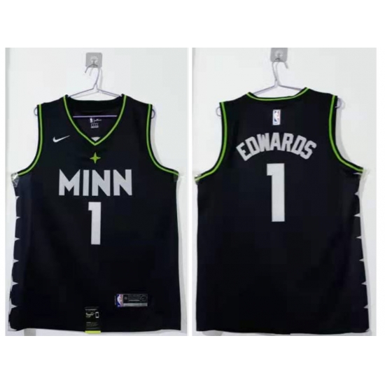 Men Minnesota Timberwolves 1 Anthony Edwards Black 2021 Nike City Edition Swingman Stitched NBA Jersey Men Minnesota Timberwolves 1 Anthony Edwards Black 2021 Nike City Edition Swingman Stitched NBA Jersey