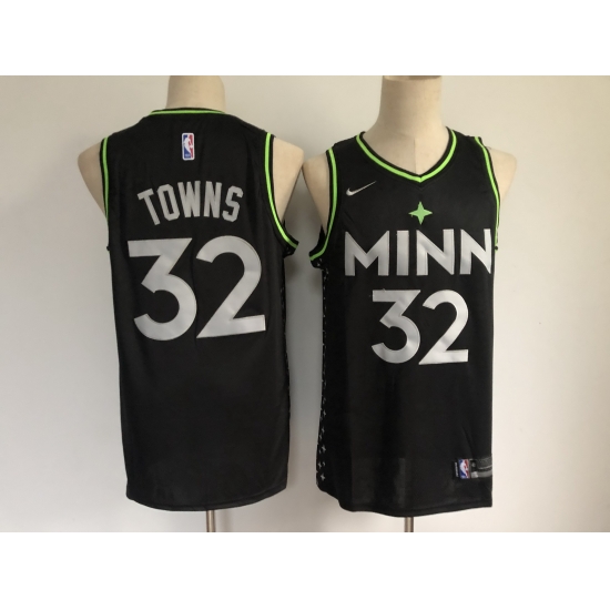Men Minnesota Timberwolves 32 Karl Anthony Towns Black 2021 Nike City Edition Swingman Stitched NBA Jersey Men Minnesota Timberwolves 32 Karl Anthony Towns Black 2021 Nike City Edition Swingman Stitched NBA Jersey