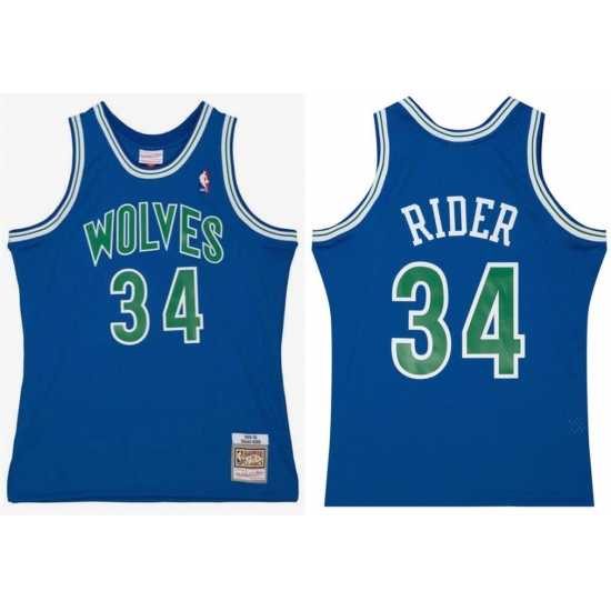 Men Minnesota Timberwolves 34 Isaiah Rider Jr Blue 1993 94 Throwback Swingman Stitched Jersey Men Minnesota Timberwolves 34 Isaiah Rider Jr Blue 1993 94 Throwback Swingman Stitched Jersey