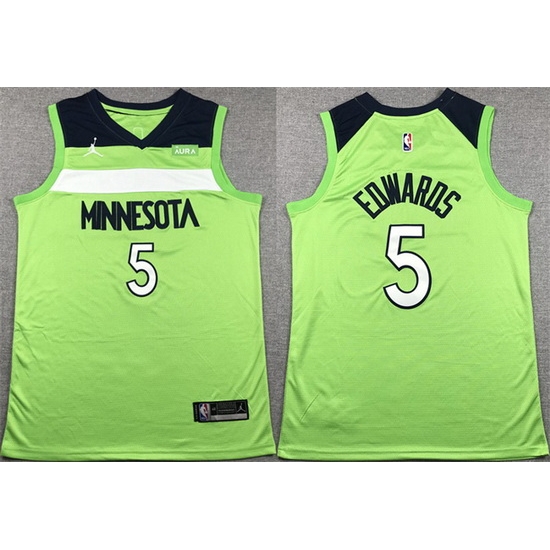 Men Minnesota Timberwolves 5 Anthony Edwards Green Stitched Jersey Men Minnesota Timberwolves 5 Anthony Edwards Green Stitched Jersey