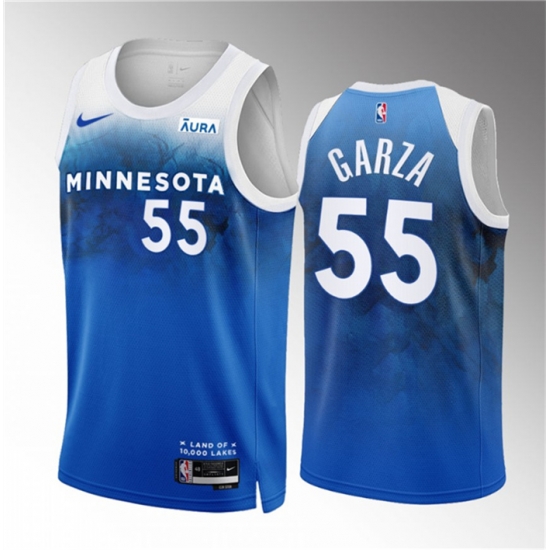 Men Minnesota Timberwolves 55 Luka Garza Blue 2023 24 City Edition Stitched Jersey Men Minnesota Timberwolves 55 Luka Garza Blue 2023 24 City Edition Stitched Jersey