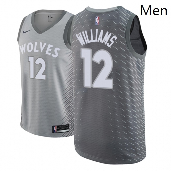 Men NBA 2018 19 Minnesota Timberwolves 12 C J Williams City Edition Gray Jerse Men NBA 2018 19 Minnesota Timberwolves 12 C J Williams City Edition Gray Jerse