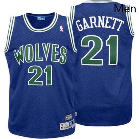 Mens Adidas Minnesota Timberwolves 21 Kevin Garnett Authentic Blue Throwback NBA Jersey Mens Adidas Minnesota Timberwolves 21 Kevin Garnett Authentic Blue Throwback NBA Jersey