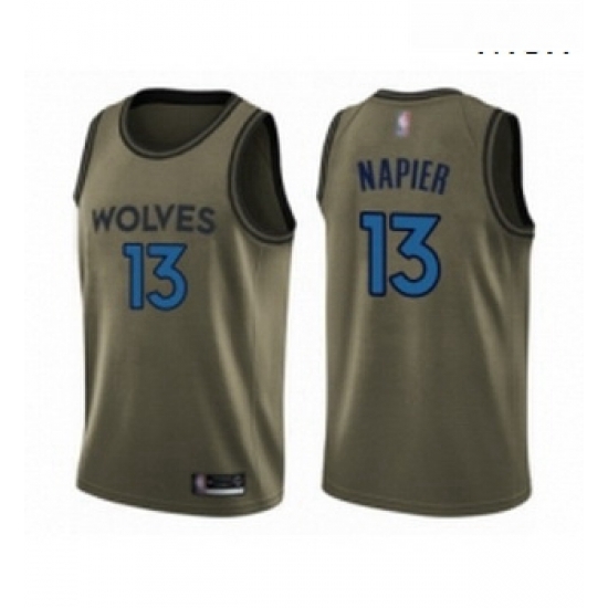 Mens Minnesota Timberwolves 13 Shabazz Napier Swingman Green Salute to Service Basketball Jersey Mens Minnesota Timberwolves 13 Shabazz Napier Swingman Green Salute to Service Basketball Jersey