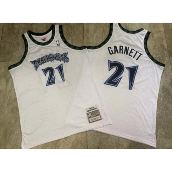 Mens Minnesota Timberwolves 21 Kevin Garnett Swingman White Mitchell Ness Throwback NBA Jersey Mens Minnesota Timberwolves 21 Kevin Garnett Swingman White Mitchell Ness Throwback NBA Jersey