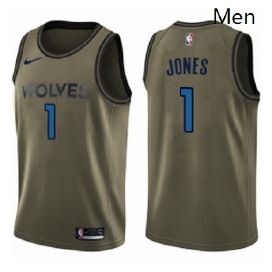 Mens Nike Minnesota Timberwolves 1 Tyus Jones Swingman Green Salute to Service NBA Jersey Mens Nike Minnesota Timberwolves 1 Tyus Jones Swingman Green Salute to Service NBA Jersey
