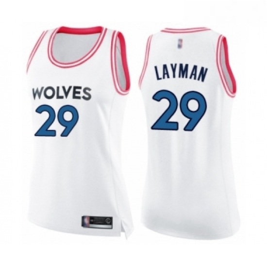 Womens Minnesota Timberwolves 29 Jake Layman Swingman White Pink Fashion Basketball Jersey Womens Minnesota Timberwolves 29 Jake Layman Swingman White Pink Fashion Basketball Jersey