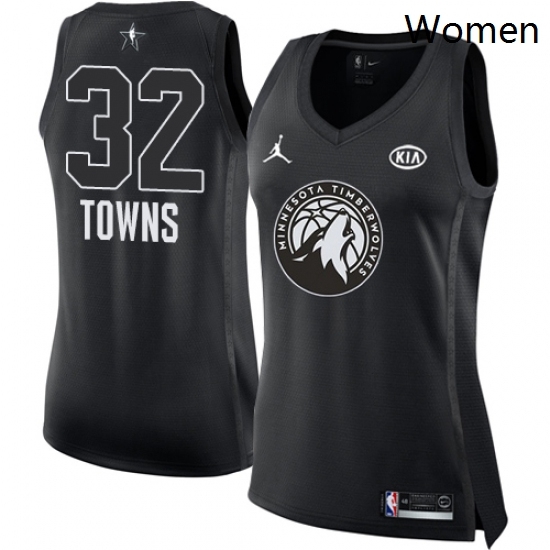 Womens Nike Jordan Minnesota Timberwolves 32 Karl Anthony Towns Swingman Black 2018 All Star Game NBA Jersey Womens Nike Jordan Minnesota Timberwolves 32 Karl Anthony Towns Swingman Black 2018 All Star Game NBA Jersey