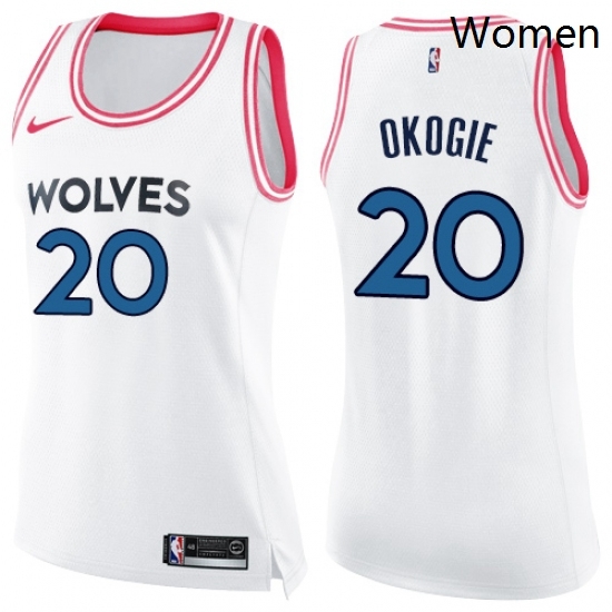 Womens Nike Minnesota Timberwolves 20 Josh Okogie Swingman White Pink Fashion NBA Jersey Womens Nike Minnesota Timberwolves 20 Josh Okogie Swingman White Pink Fashion NBA Jersey