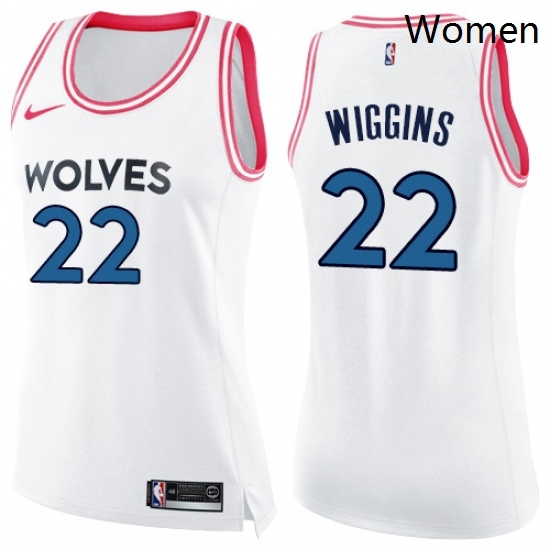 Womens Nike Minnesota Timberwolves 22 Andrew Wiggins Swingman WhitePink Fashion NBA Jersey Womens Nike Minnesota Timberwolves 22 Andrew Wiggins Swingman WhitePink Fashion NBA Jersey