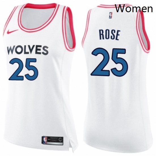 Womens Nike Minnesota Timberwolves 25 Derrick Rose Swingman WhitePink Fashion NBA Jersey Womens Nike Minnesota Timberwolves 25 Derrick Rose Swingman WhitePink Fashion NBA Jersey