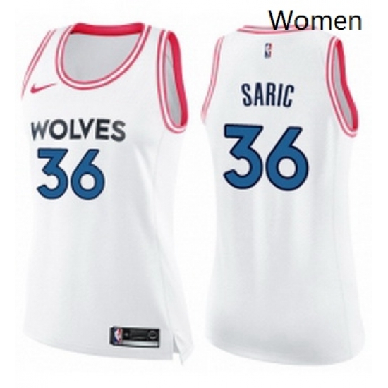 Womens Nike Minnesota Timberwolves 36 Dario Saric Swingman White Pink Fashion NBA Jersey Womens Nike Minnesota Timberwolves 36 Dario Saric Swingman White Pink Fashion NBA Jersey