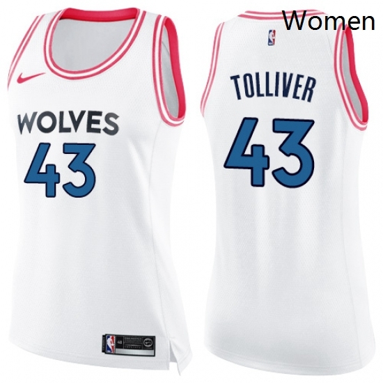 Womens Nike Minnesota Timberwolves 43 Anthony Tolliver Swingman White Pink Fashion NBA Jersey Womens Nike Minnesota Timberwolves 43 Anthony Tolliver Swingman White Pink Fashion NBA Jersey